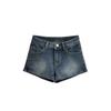 Shorts Jeans Feminino Cintura Baixa Perna Reta Casuais Vintage Lavado Rasgado Hot Pants