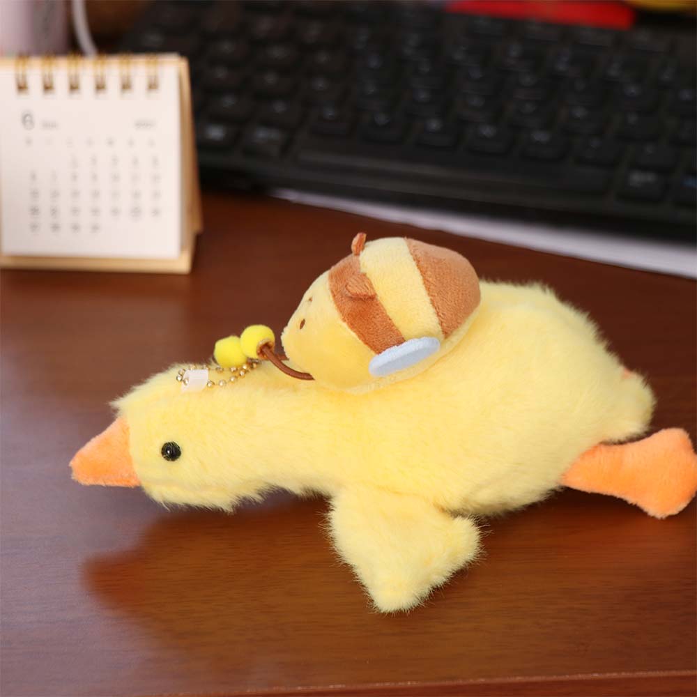 Fluffy Bees Duck Doll Pendant Crayfish Turtles Bees Plush Cartoon Duck Keychain  Backpack Decor