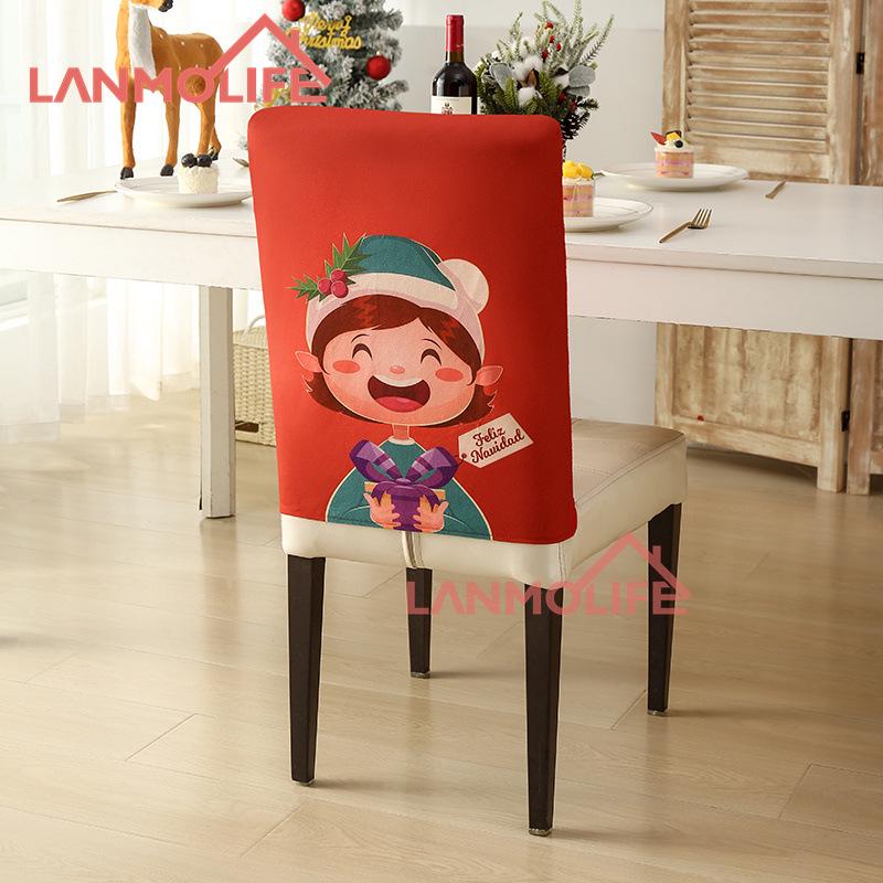 Vánoční potah na sedák Netkaný kreativní Santa Claus perníkový panáček potištěný potah na židli Slavnostní stolování Atmosféra Dekorace Čalounění