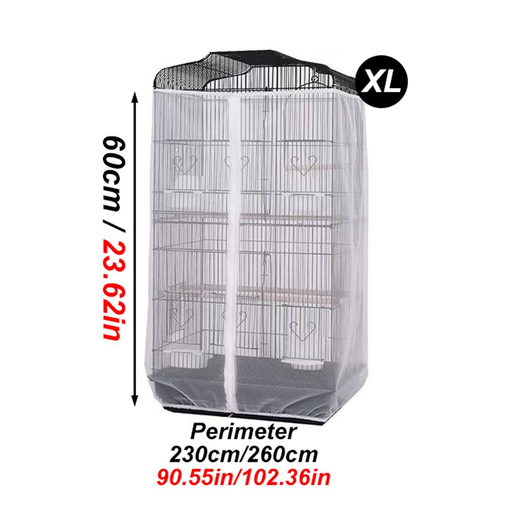 1PC Zippered Parrot Cage Mesh Cover Dust Breathable Design for All Cage Shape Reusable Pet Parrot Bird Cage Cover for Home Decor