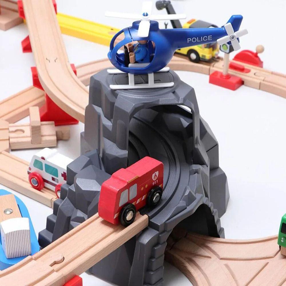 Simulation Wooden Track Tunnel Mountain Cave Wooden Track Train Toy  For Children