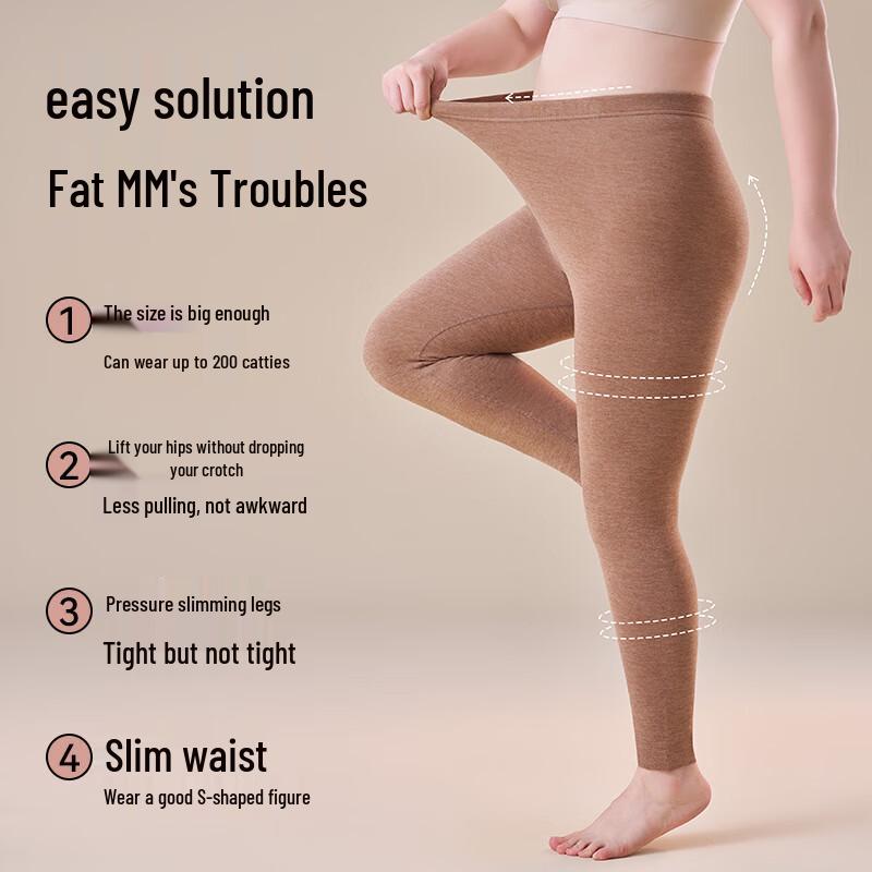 LANGSHA Women's Plus Size Wool Silk Blend Thermal Leggings