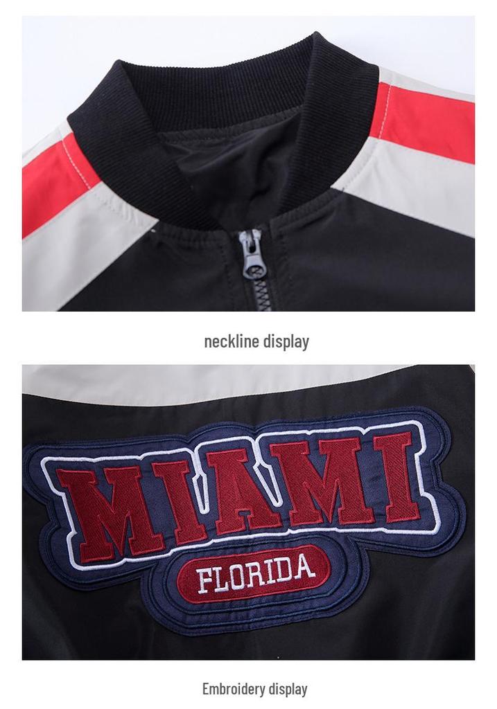 Boys' Trendy Spring & Autumn 2025 Baseball Jacket - Medium/Large Sizes