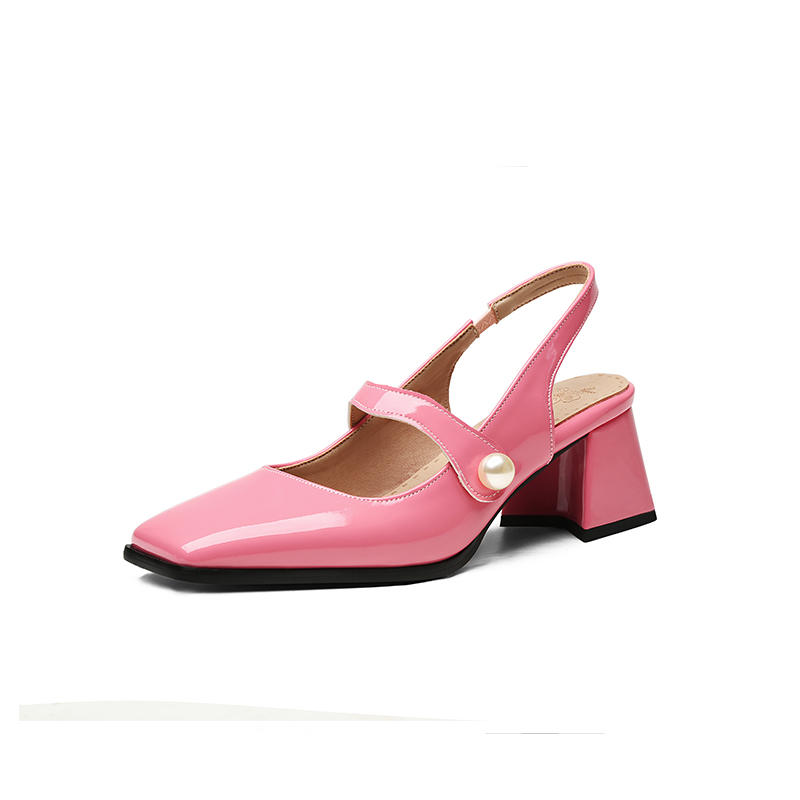 Women's high-heeled sandals spring and summer new simple and comfortable thick heel large size light mouth bag head sandals