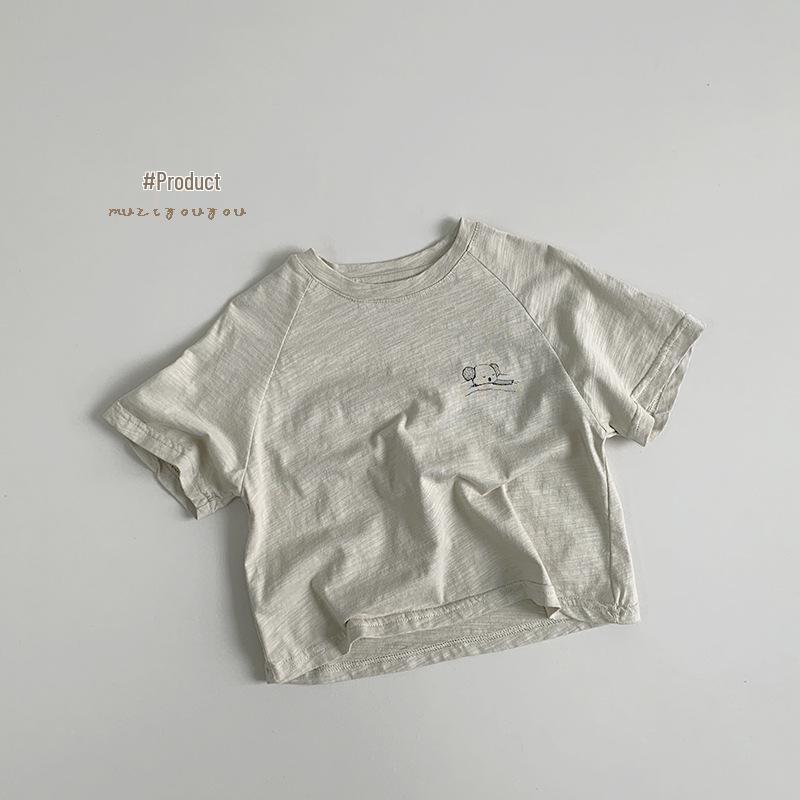 

Детская футболка с коротким рукавом из бамбукового хлопка: Весна/Лето Корейский стиль, Модный для мальчиков и девочек 100 cm