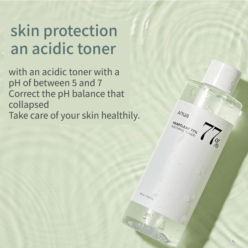 Anua Heartleaf 77% toner liniștitor 250 ml Probleme cutanate, liniștitoare, ștergere în masă