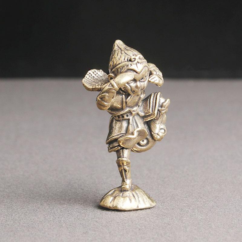 Vintage Brass Monkey King Statue Desktop Ornament Chinese Super Hero Sun WuKong Figurines Craft Room Decoration Accessories