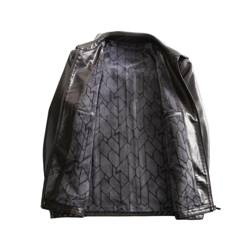 Autumn Genuine Leather Jacket Men's Slim Short Lapel Leather Jacket Middle-aged and Elderly Men's Genuine Leather Jacket
