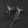 Elegent Blue Starry Sky Butterfly Earrings for Women Long Tassels Chain Zircon Luxury Red Drop Earrings Sweet Cool Y2K Jewelry