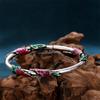 New Flower Burnt Blue Vintage Enamel Color Bracelet Women's Cloisonne Lotus Edge Leaf Silver Bracelet As A Birthday Gift for Mom