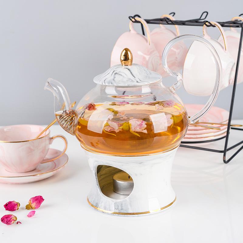 Flower tea cup ceramic set cup saucer European style simple brewing fruit afternoon tea teapot