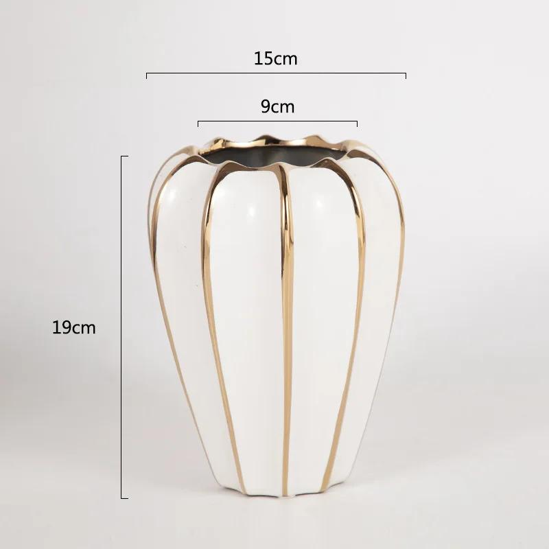 Luxury and High-end Gold Painted Ceramic Vase Flower Arrangement Simulation Living Room Decoration Home Decoration TV Cabin