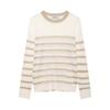 2026 Spring Women's Metallic Thread Knit Striped Sweater - European & American Style, Round Neck, Color 7174