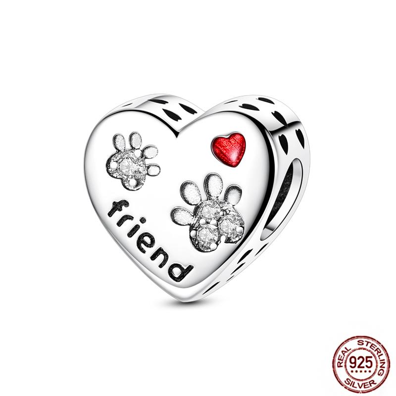 Copper Loveheart Charms Beads Cute Cat Panda Poker Phone Charm Pendant Fit Original Bracelet Diy Jewelry Women Gift