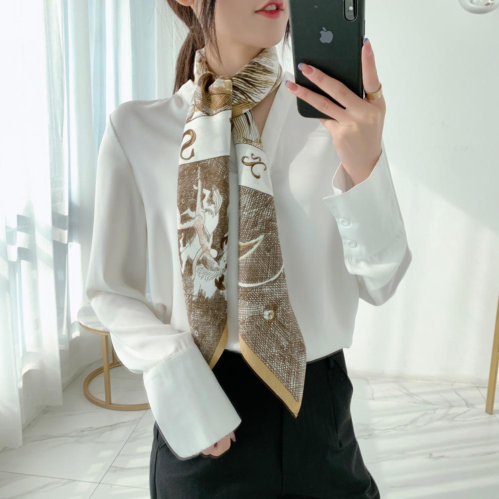 

Новый квадратный шарф с дизайном буквенной строчки, ретро, повседневный, тонкий, солнцезащитный платок-шарф 90*90cm