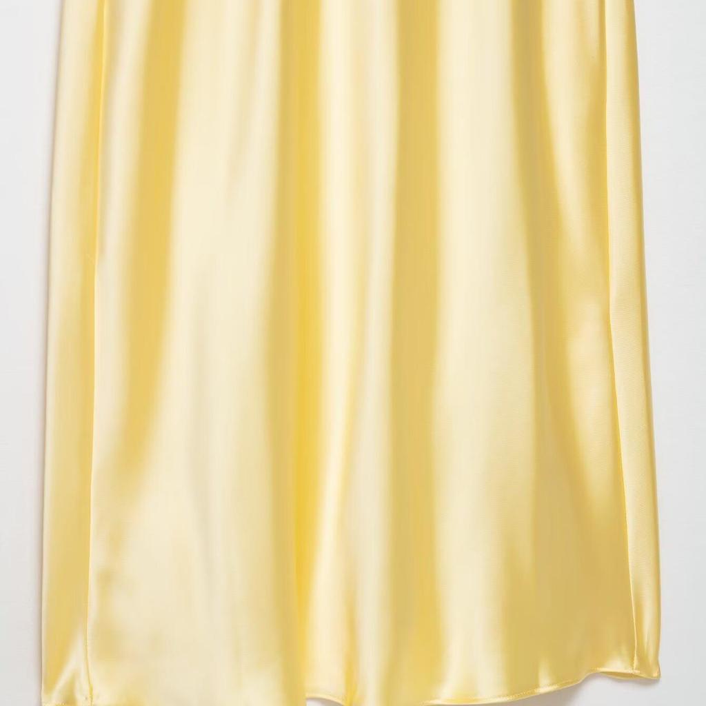 2025 Summer Women's European & American Style Embellished Silky Midi Dress