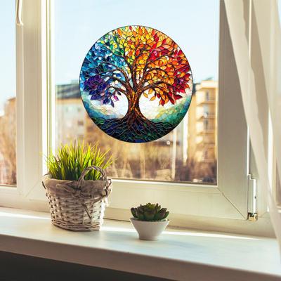 Kreativer Lebensbaum Balkon Glasfenster Heimverschönerung Dekoration Statische Fensteraufkleber