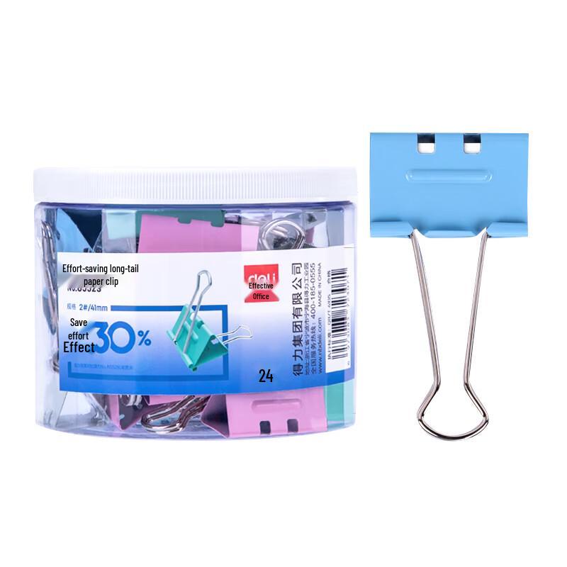 Deli Colored Metal Binder Clips 41mm (24 Pack)