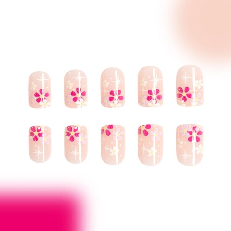 Quadratische Nagelspitzen Blume Falsche Nägel Aufkleben Auf Nagel Aufkleben Nagel Press-On-Nagel Künstliche Falschnägel für Damen und Mädchen