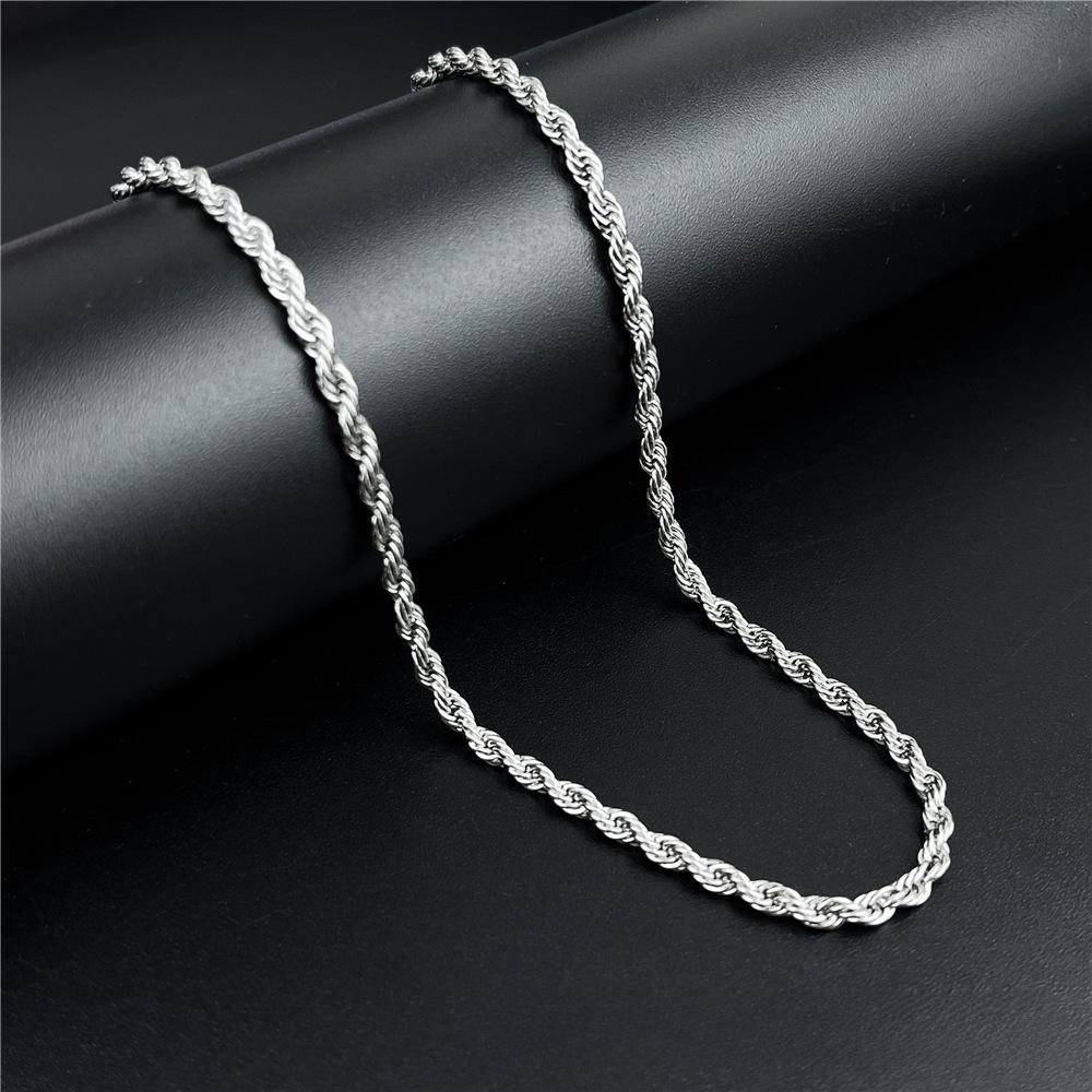 Unisex-Halskette aus kubanischem Titanstahl – Hip-Hop-Stil, Schlangenknochen-Design, passende Schlüsselbeinkette