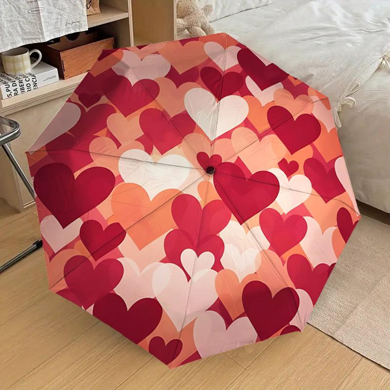 

1pc Heart Print Automatic Folding Umbrella, Casual Outdoor Accessory, Birthday Festival Gift yy251126130
