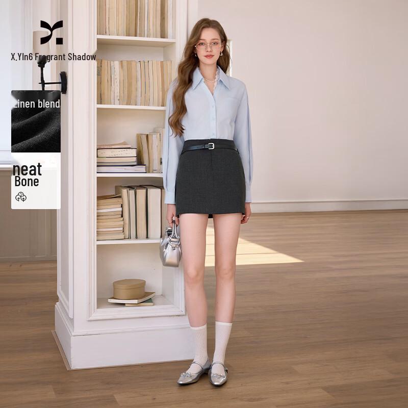 Women s Sophisticated Grey Side Slit Mini Skirt M