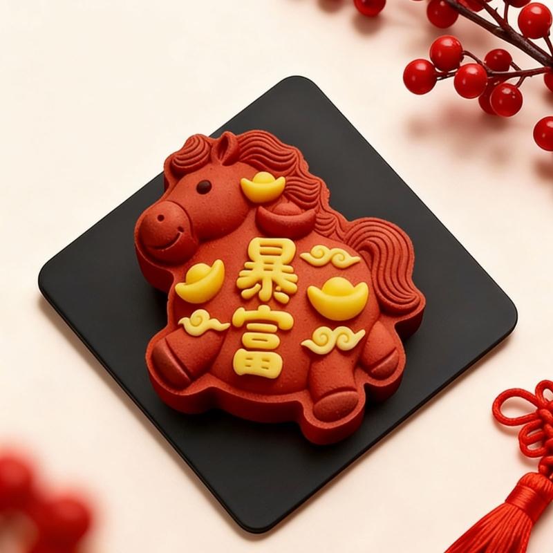 Multipurpose Silicone Dessert Mold Horse Year Themed for Baking Mousse Cake Puddings Creative Treats Easy Cleaning Tool