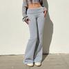 Casual Basic Solid Flared Pants Slim Low-waist Guard Pants
