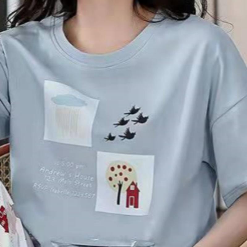 Sommer Jenter Kortarmet 7 Sett Koreansk Versjon Lett Jenter Fritidstrykt Pyjamas