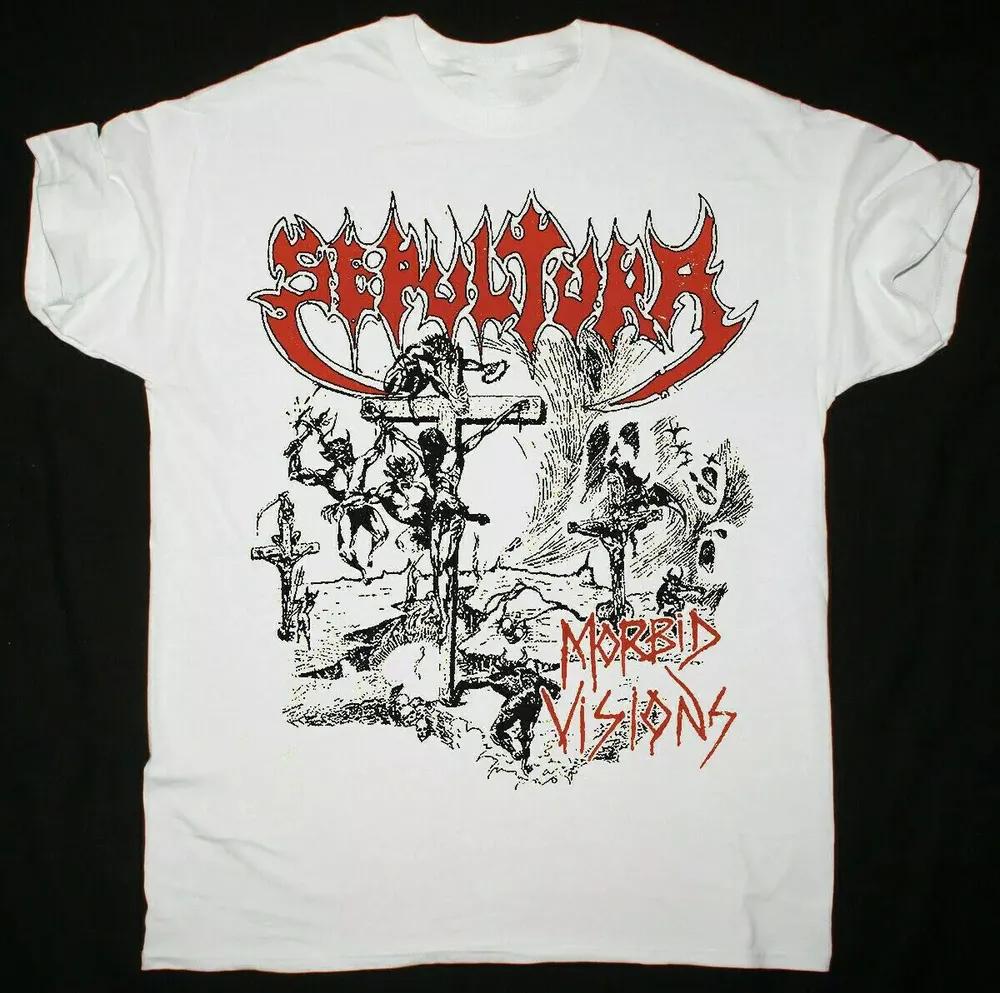 Unisex Short Sleeve Crew Neck Cotton T Shirt Sepultura Morbid Visions L