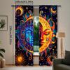 2pcs Colorful Abstract Sun and Moon Curtains – Vibrant Fantasy Style Drapes with Rod Pocket   Digital Printed Polyester   Perfect