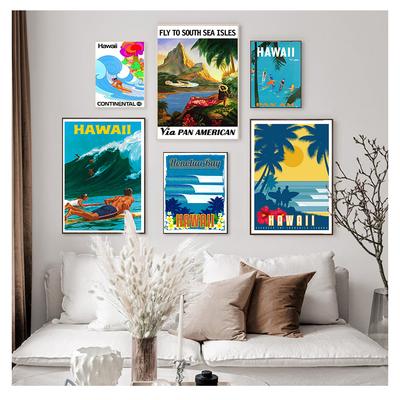 America Travel Canvas Painting Vintage Wall Kraft Posters Coated Wall Stickers Home Decor Pictures Summer Holiday Surf At Hawaii No Frame