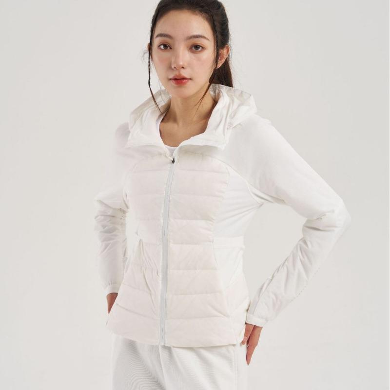 Light and thin sports down jacket slim and thin windproof hooded yoga fitness running outdoor warm jacket women