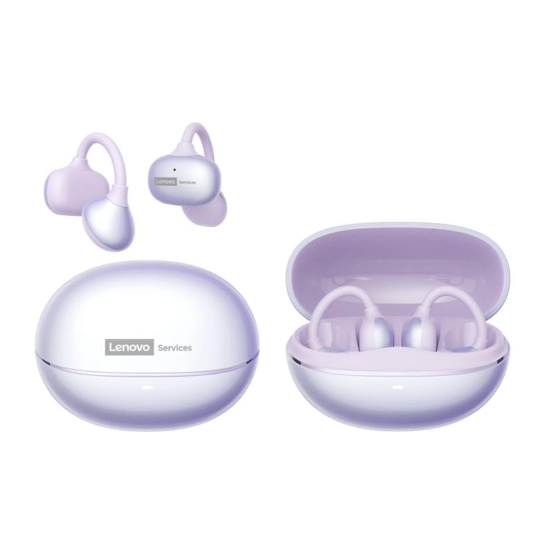 Lenovo RS106 Clip-On Open-Ear Earbuds Bluetooth 6.0, 24H Play, USB-C Fast Charge, Dolby HiFi Bass, ENC Calls, Water-Drop Arc Comfort Sports Headphones