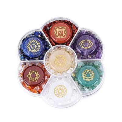 Siebenfarbiger Kristallachat Jade Chakra Pflaumenblüte Geschenkset Ornament Handwerk