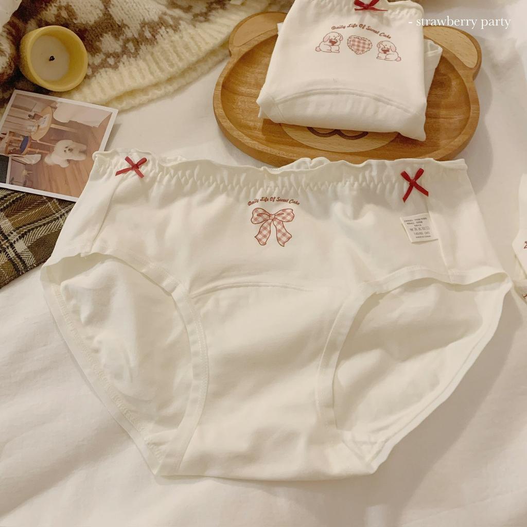 Girl Spring and Summer Cartoon Cute Strawberry Rabbit Cotton Long Crotch Antibacterial Hip Briefs