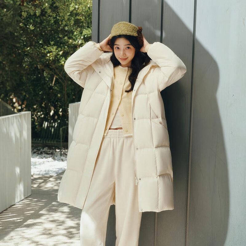 Semir Women's Chen Duling 90% Down Long Coat with Detachable Fur Collar