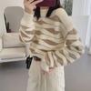 Women's Clothing Winter Sweater Loose Pullover Casual Korean Fashion Print Striped Knitted Tops Elegant and Simple Jumper Female