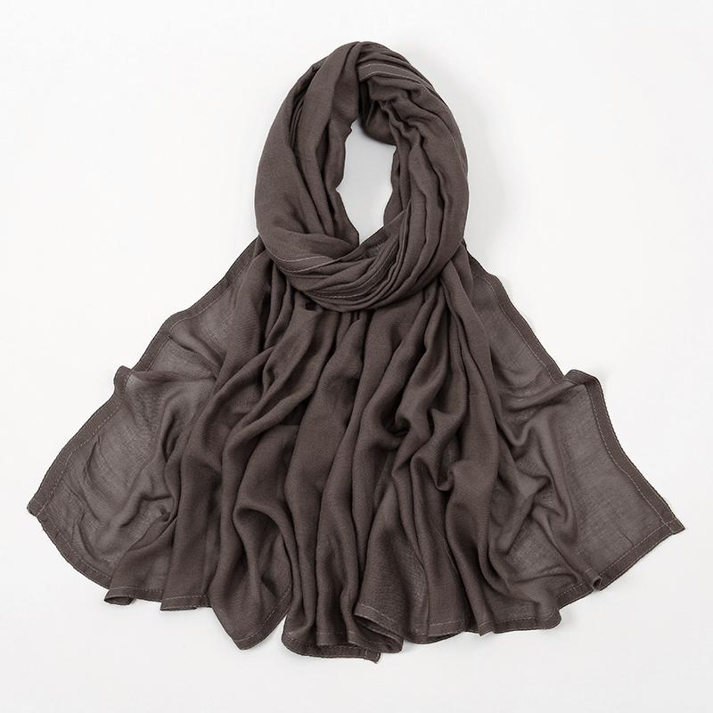 170*70cm Soft Cotton Modal Headscarf Muslim Rayon Hijabs for Women Solid Double Stitching Wide Edge Thin Plain Viscose Shawls