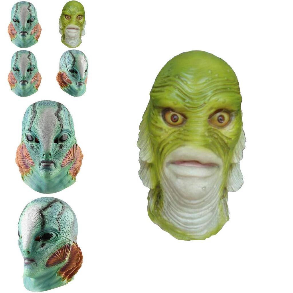 Monster Human Fish Head Mask With Latex Material For Costume Parties And Holiday Celebrations