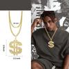 Money Chain Necklace Dollar Sign Chain Gold Dollar Sign Necklace Hip Hop Gold Money Chains For Men With Pendant, Long Big Fake Gold Necklace