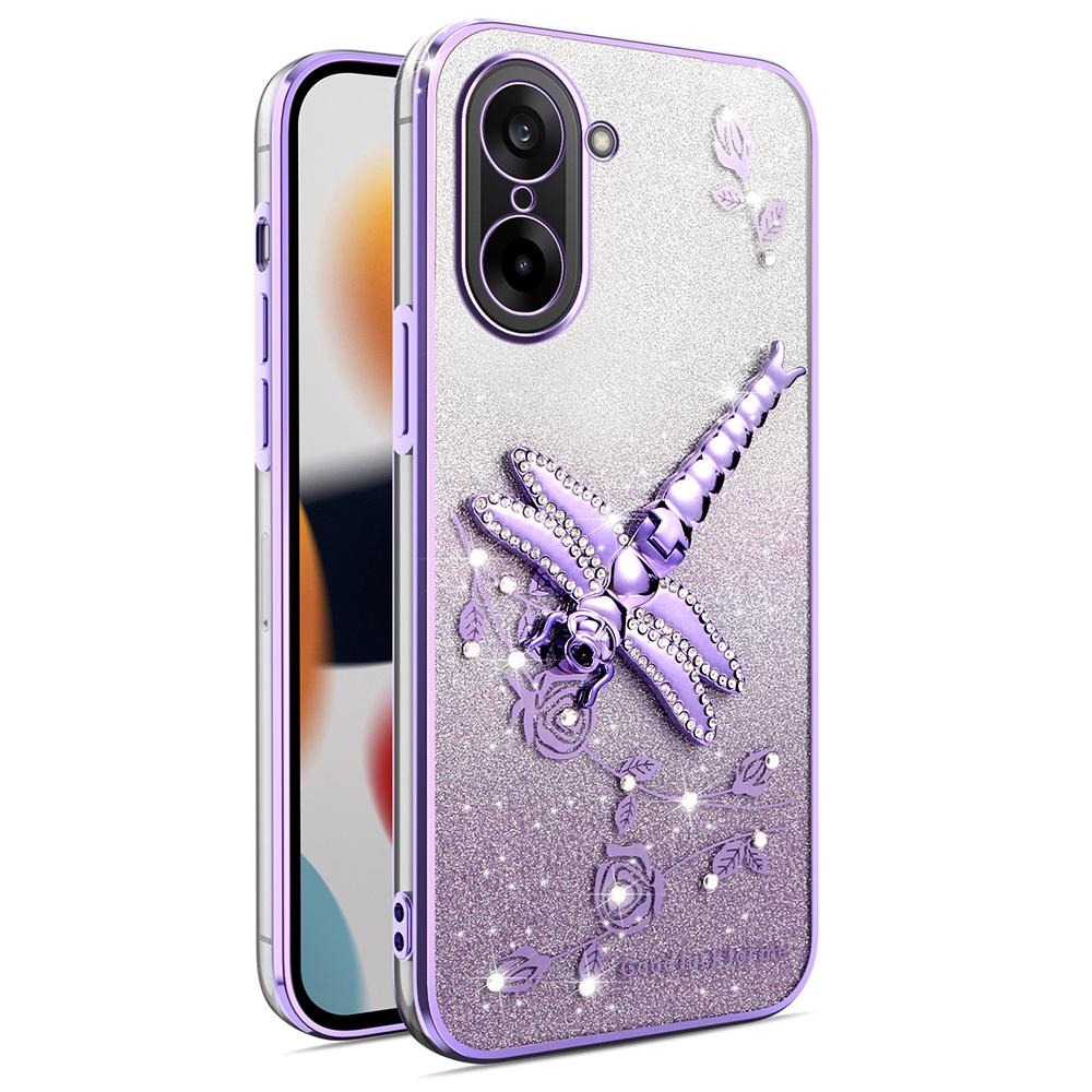 For OnePlus Ace 5 Racing 5G/Nord CE5 5G Case Dragonfly Kickstand TPU Flowers Glitter Phone Cover
