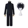 HOLOUN Jujutsu JJK Manga Anime Fushiguro Megumi Cosplay Costume Wig Dark Blue Jacket Pants Uniform Rose Net Synthetic Halloween