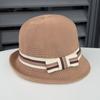 New British retro knitted bucket hat simple knot curled top hat women's summer travel sunshade sunscreen basin hat