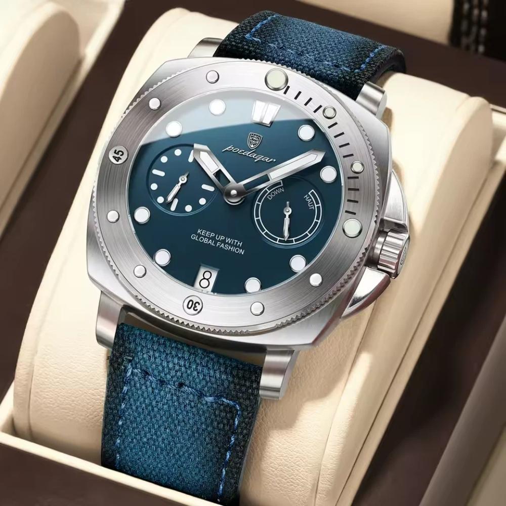 POEDAGAR High Quality Watches for Man Waterproof Luminous Date Exquisite Men Clock Nylon Leather Quartz Fashion Wristwatch