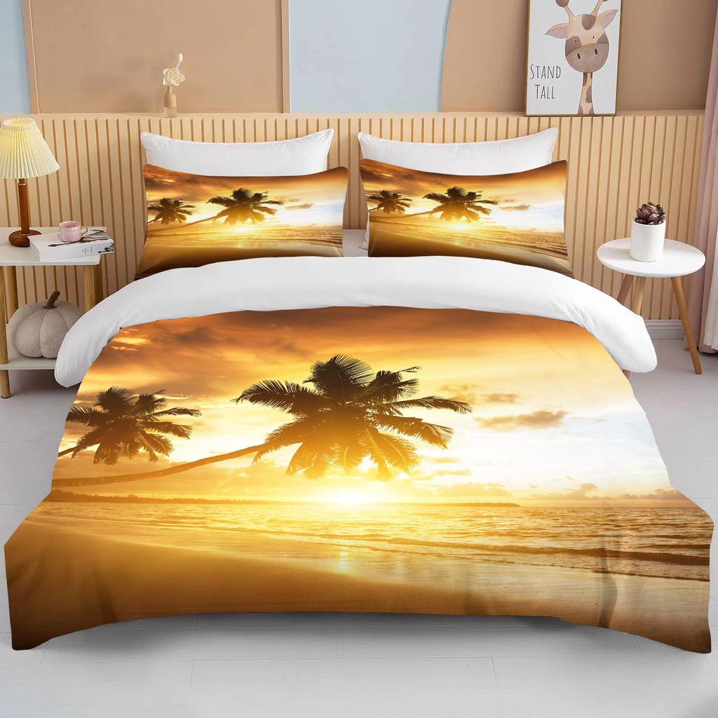 Sonnenuntergang Bettwäsche-Set Nachtansicht Bettbezug-Set mit Kissenbezug Bettwäsche King Queen Full Double Einzelgröße Luxus Bettwäsche Dekor