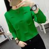 Women's Knitted Top Autumn Winter Korean Style Loose Sweater Crew Neck Pullover Long Sleeve Short Length Base Layer Upper Garment