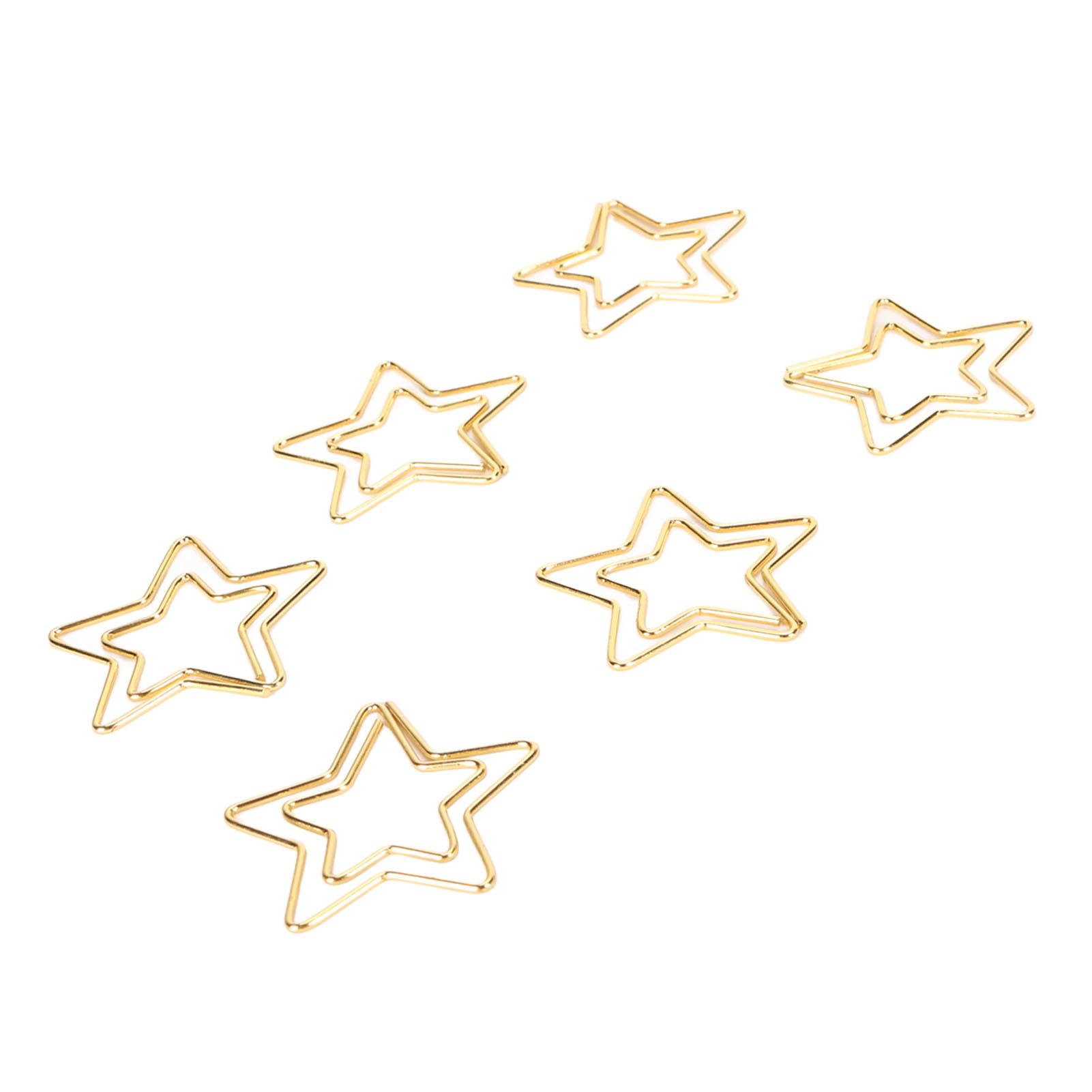

100pcs Golden Star Shape Paper Clips Skid Resistant Plated Metal Cute Paper Clips Portable Small