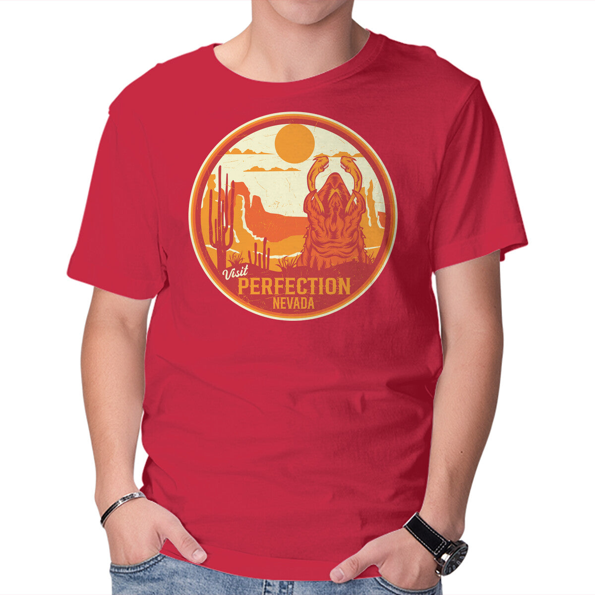 Unisex Crew Neck T-Shirt Visit Perfection Graphic Short Sleeve Casual Tee S
