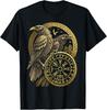 Norse Rune Huginn and Muninn Celtic Viking Compass Vegvisir T-Shirt